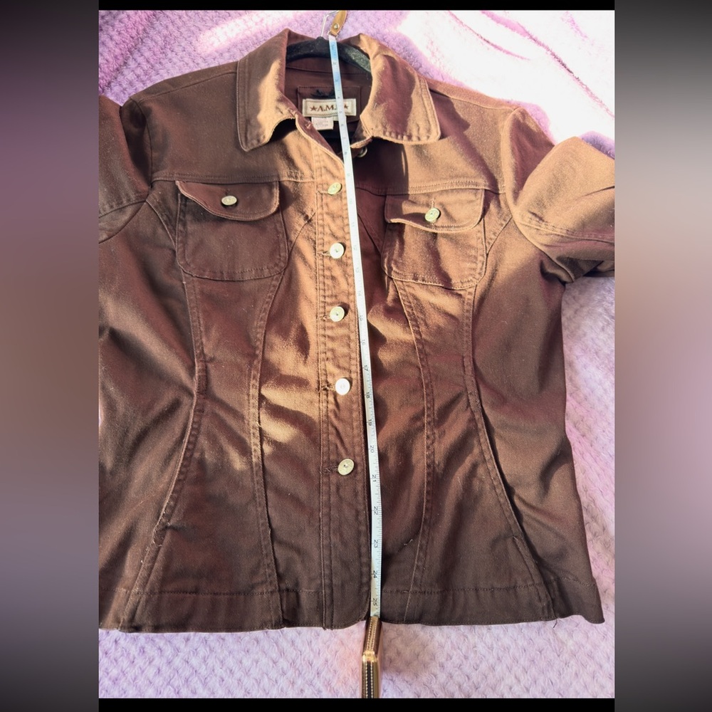 A.M.I. - Women's Chocolate Brown Denim Style Jacket - size M - Picture 8 of 8